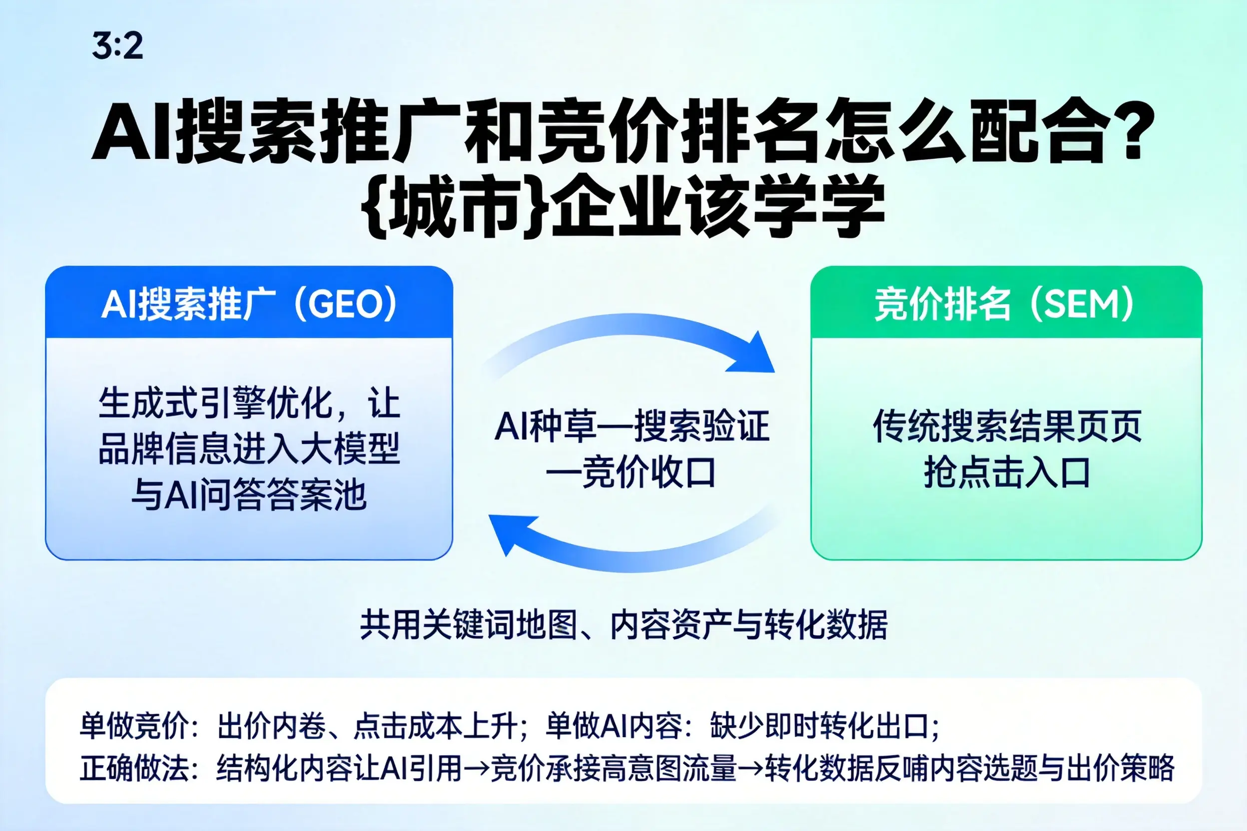AI搜索推广和竞价排名怎么配合?岳阳企业该学学