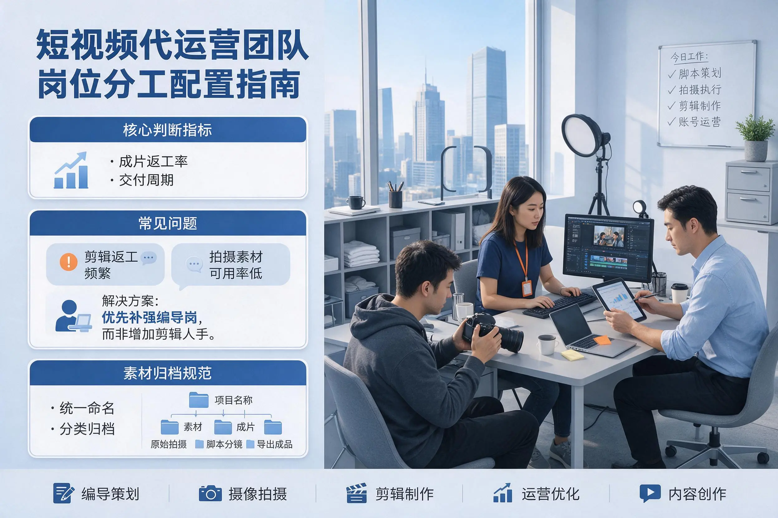 短视频代运营团队如何配置?岳阳企业岗位分工科普说明