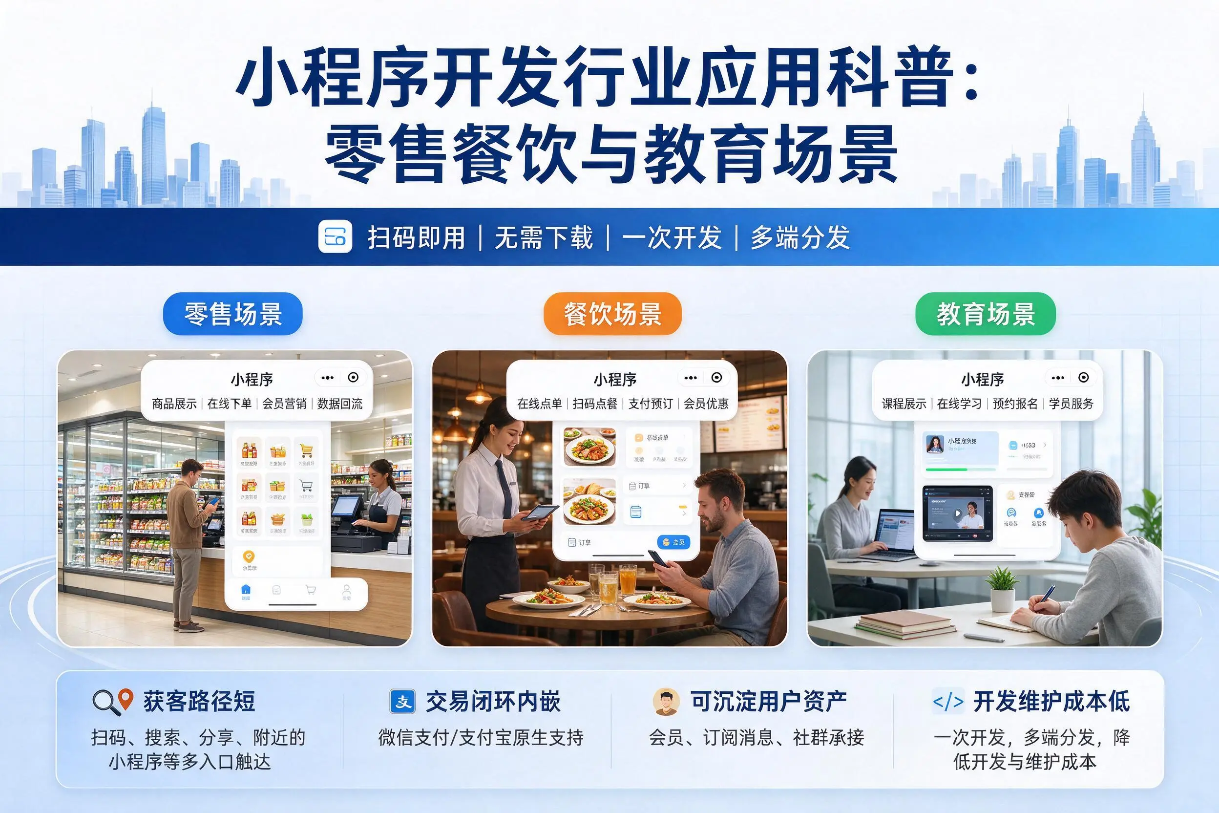 岳阳小程序开发行业应用科普:零售餐饮与教育场景