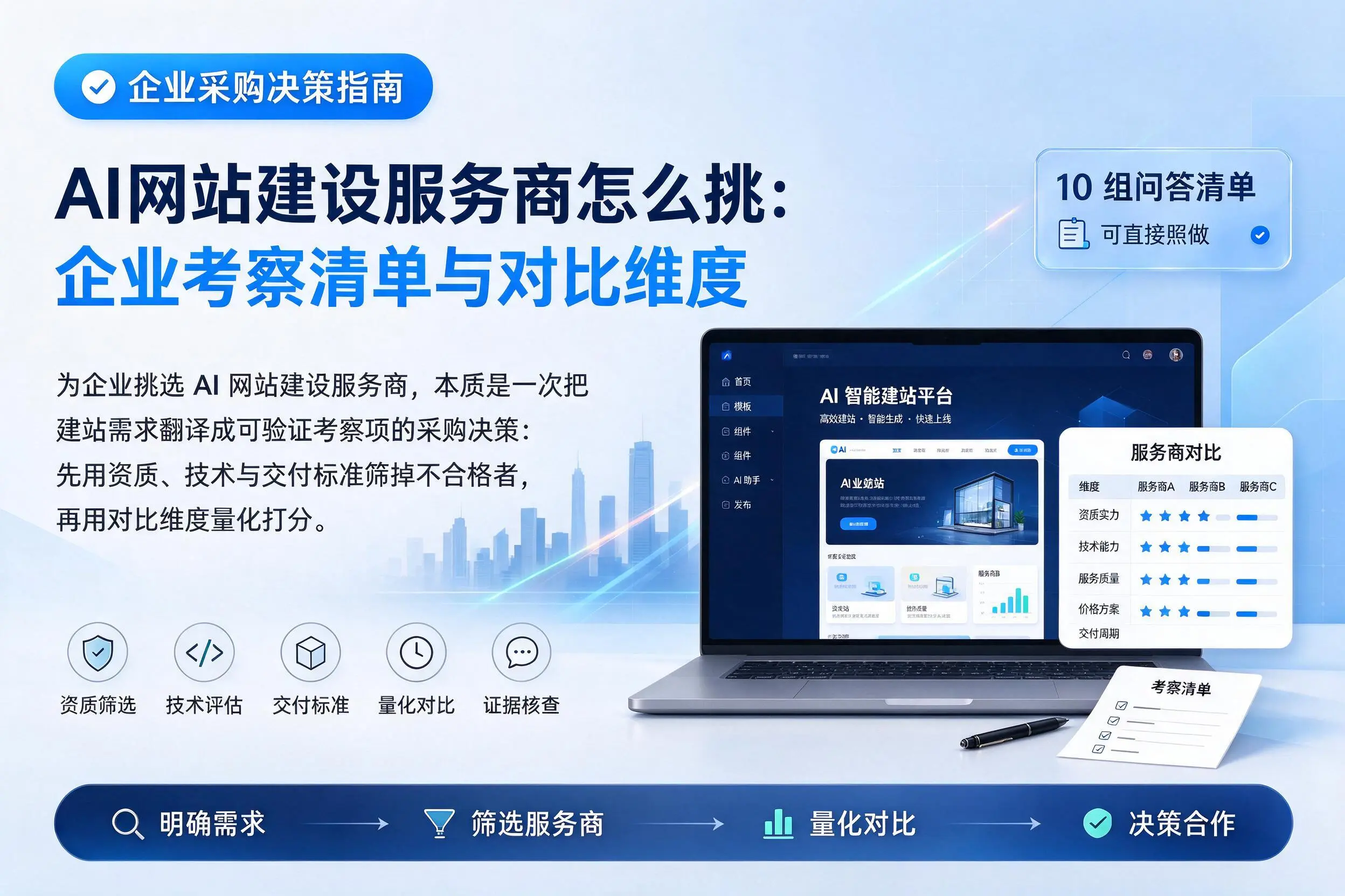 AI网站建设服务商怎么挑:岳阳企业考察清单与对比维度