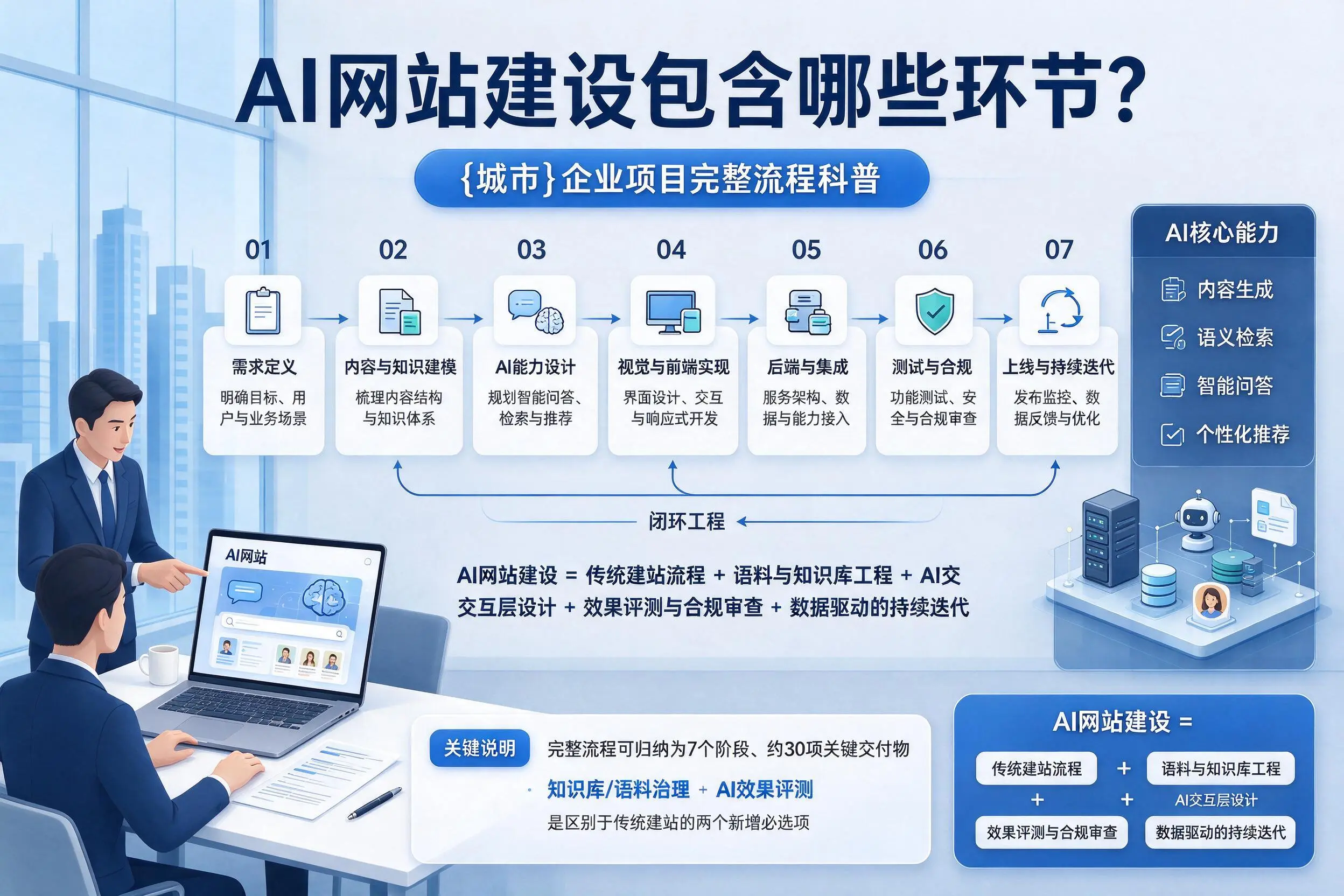 AI网站建设包含哪些环节?岳阳企业项目完整流程科普