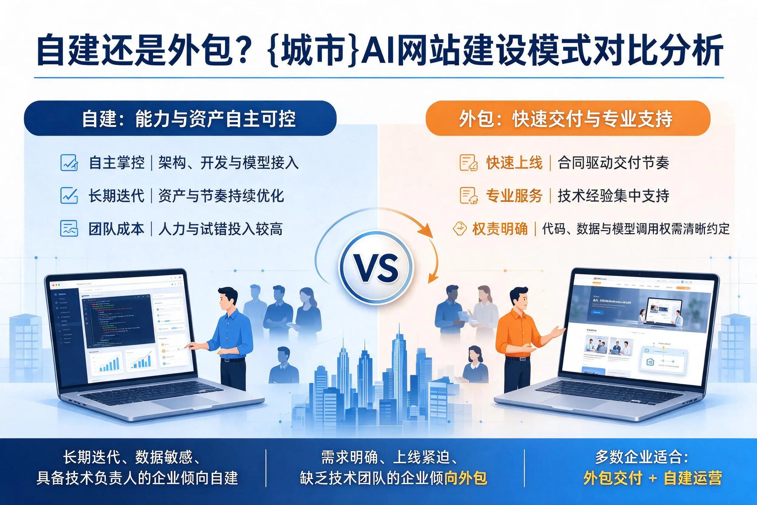 自建还是外包?岳阳AI网站建设模式对比分析